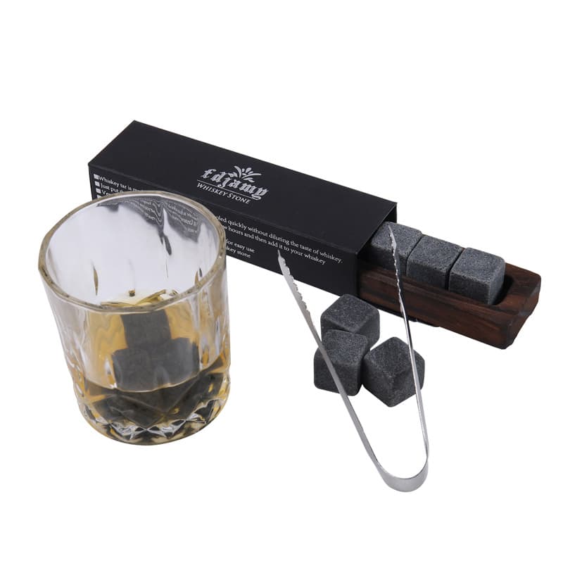 Amazon Direct: Whisky Stones Ice Stone Set with Wooden Tray, Ice Cubes, and Cooling Stones