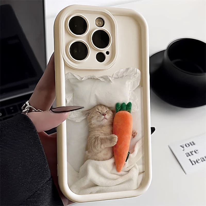 Sleeping Cat Case Compatible with iPhone 17 Pro Max, Apple 14 Pro, Phone Case for 12/13 Full Coverage, Premium Look for 15