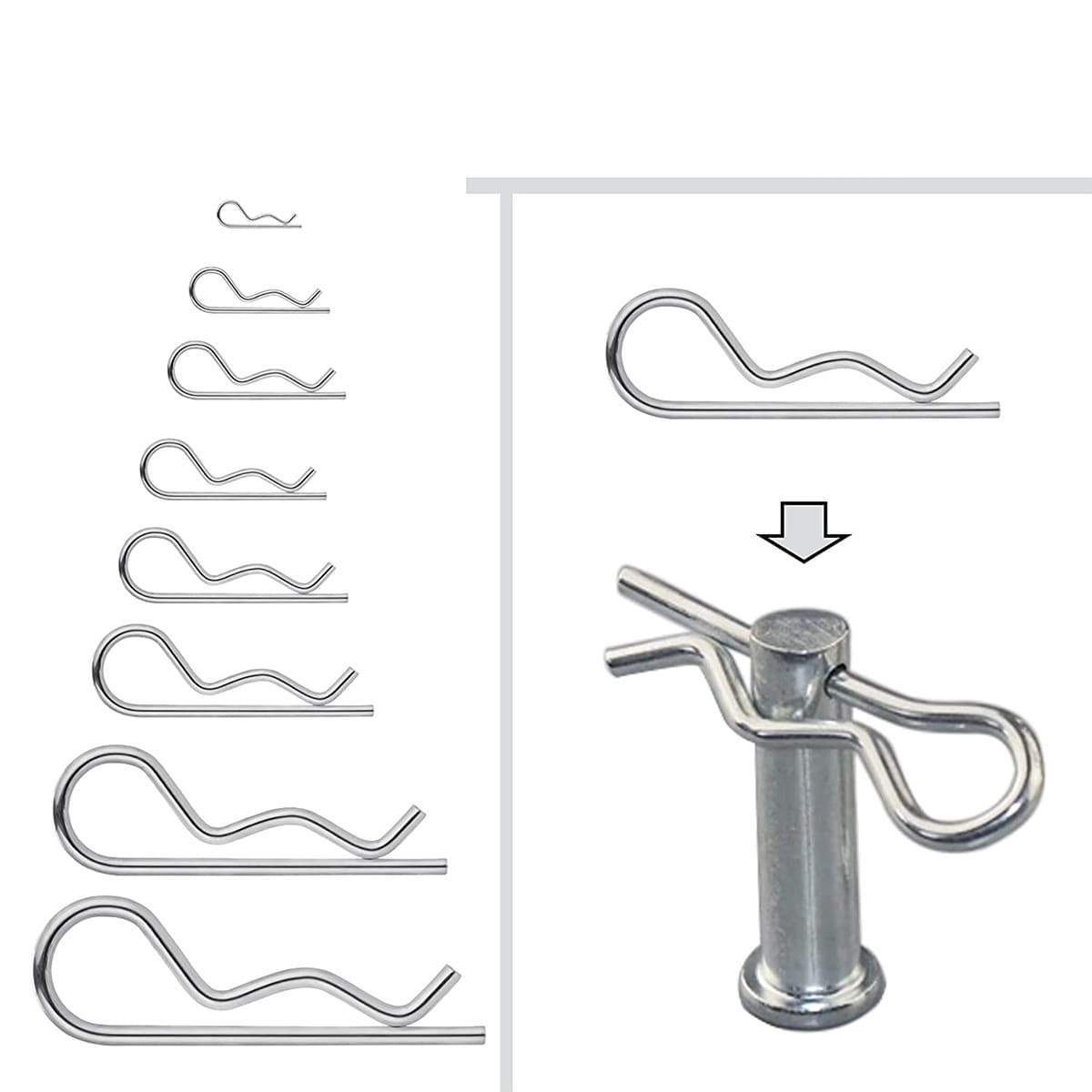 Labeling Service 100PCS Plastic Boxed Carbon Steel Galvanized R-Clip B-Type Hairpin Cotter Pin