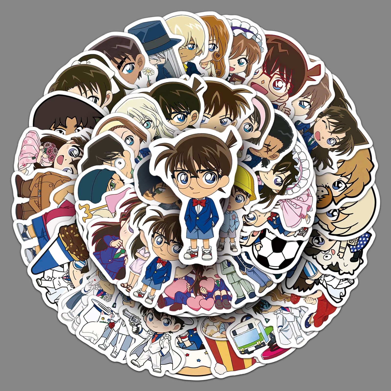 50 Q-version Detective Conan Stickers Anime Japanese Manga Creative Decorative Notebook Journal Guka Stickers