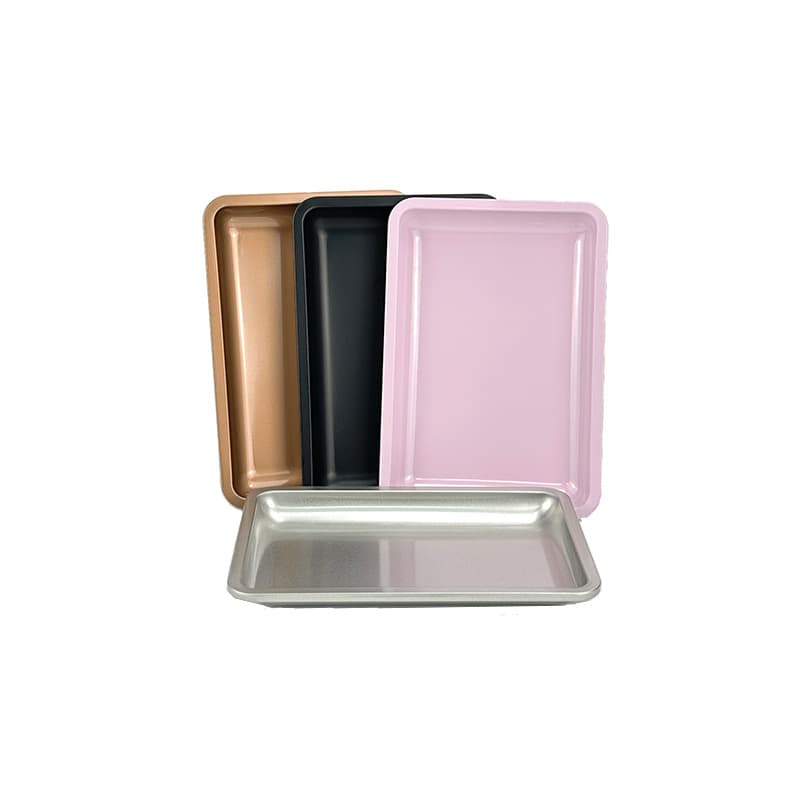 Tinplate gray cigarette tray, metal storage tray, solid color double-sided tray, manufacturer's stock, storage and packaging iron tray.