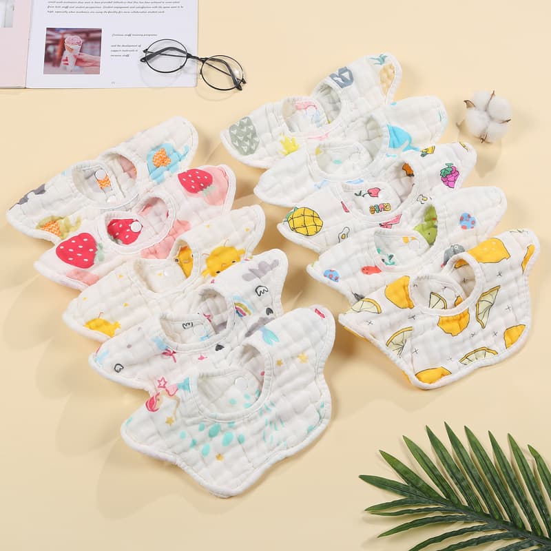 Pure cotton bib eight-layer baby saliva towel baby supplies 360 cotton flap bib washed gauze saliva towel