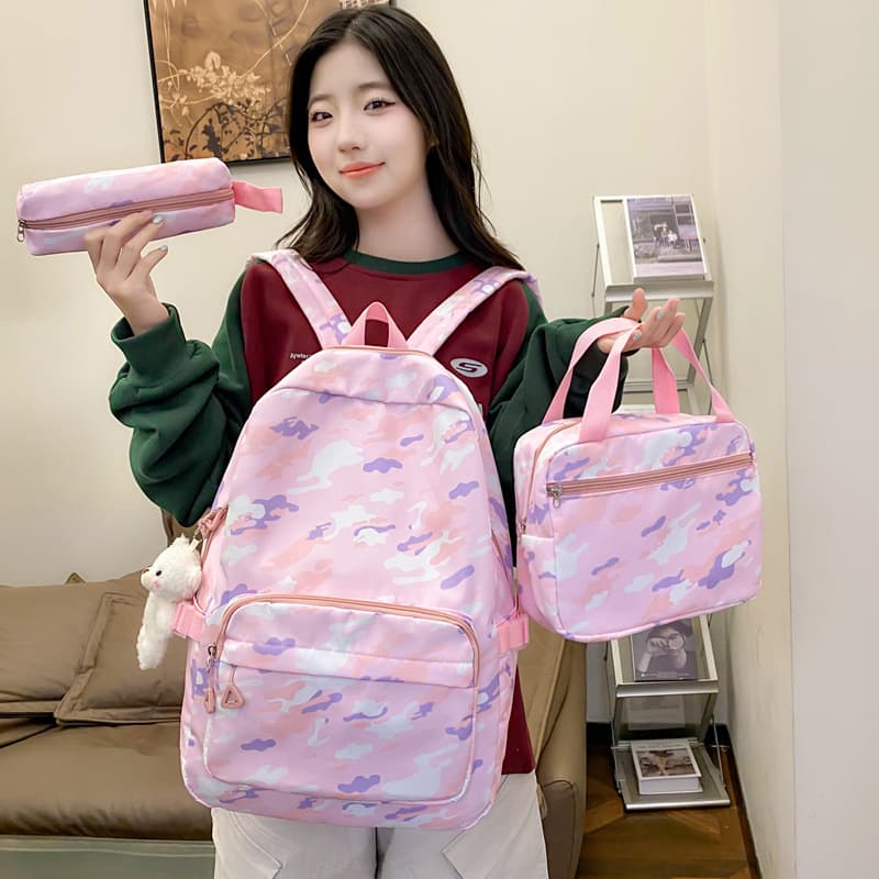New Cross-Border 3-Piece Set Backpack for Men and Women Students, Large Capacity Durable School Bag, Trendy for Elementary and Middle School