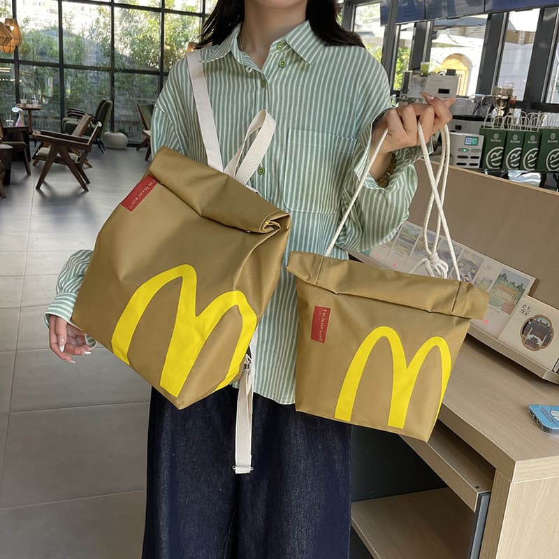 McDonald's Paper Bag Backpack Creative Large Capacity Backpack for Student School Commute Casual Crossbody/Shoulder Bag