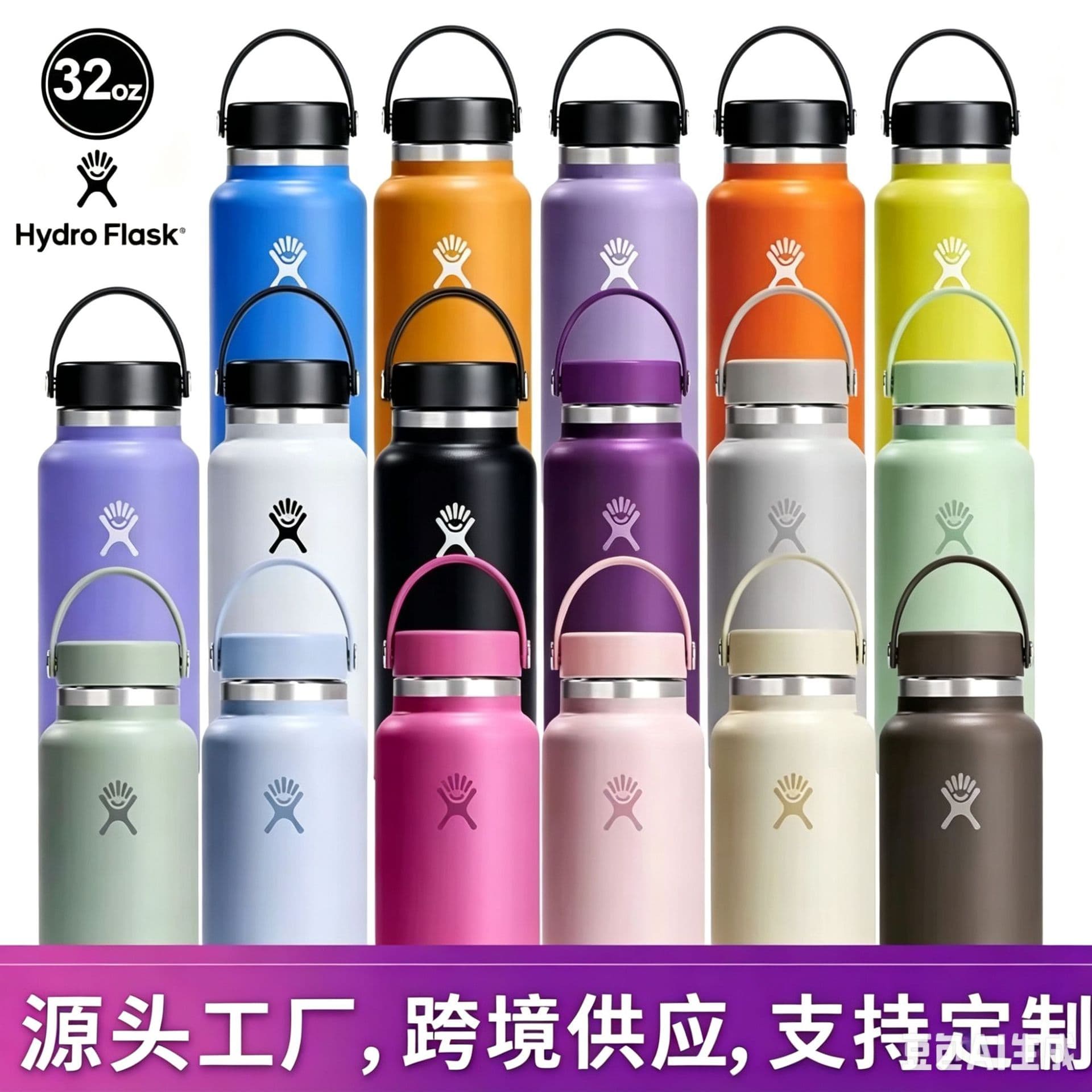 New Dual-Drink Lid Space Bottle Cup Cross-Border Supply Large Capacity Stainless Steel Double-Wall Insulated Cup Hydro Style