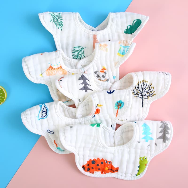 【Carefully Selected】Baby Bib 360° Cotton Gauze Drool Bib Infant Feeding Bib