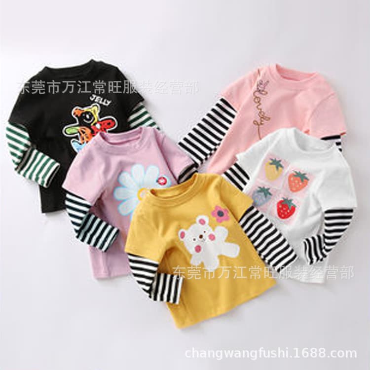 Cheap Street Stall Physical Autumn Winter Medium Large Children's Base Layer Long Sleeve T-Shirt Kids Clothes Hot Selling Tops Multi-Color