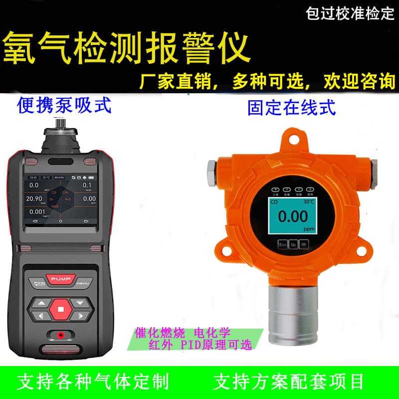Online oxygen detector and alarm; online portable oxygen detector.