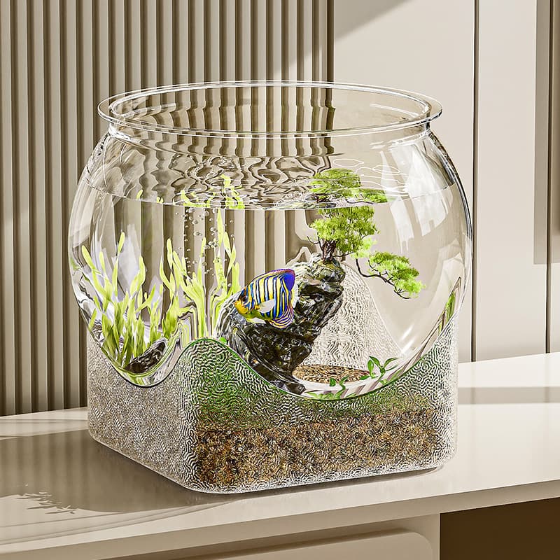 Small Fish Tank Transparent Simple Premium Plastic Durable Aquarium Drop-Resistant Multi-Style Small Desktop Hydroponic Goldfish Tank