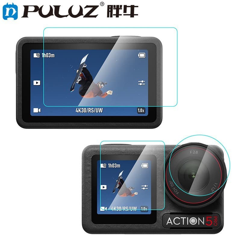PULUZ Fat Cow is suitable for DJI Osmo Action 5 Pro lens + front and rear display diamond explosion-proof film