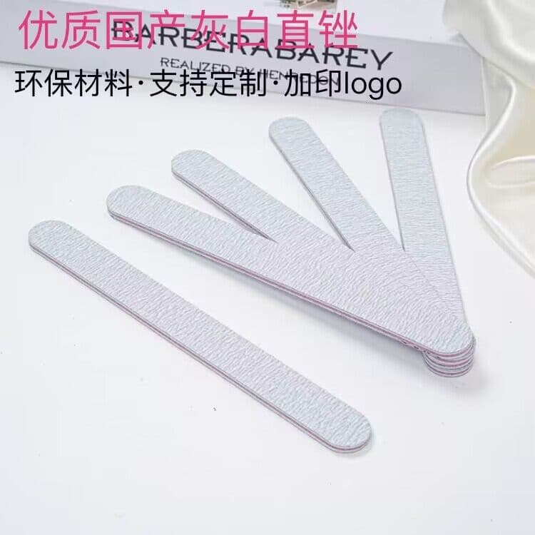 Nail file gray-white straight double-sided emery board gray-white purple core EVA nail file sandpaper file in stock