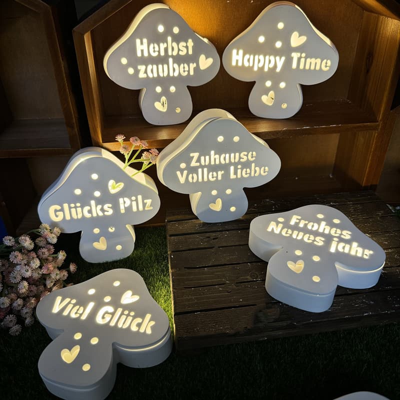 Copyright Glowing Mushroom Silicone Mold Spliced Heart Mushroom Shape LED Night Light Plaster Epoxy Silicone Mold