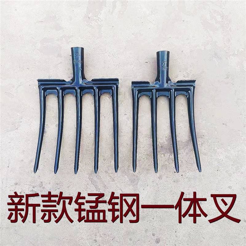 Thickened Steel Fork Four-Tine Fork for Digging, Turning Soil, Loosening Ground, Agricultural Use, Harvesting Onions, Garlic, Sweet Potatoes, and Manure Cleaning