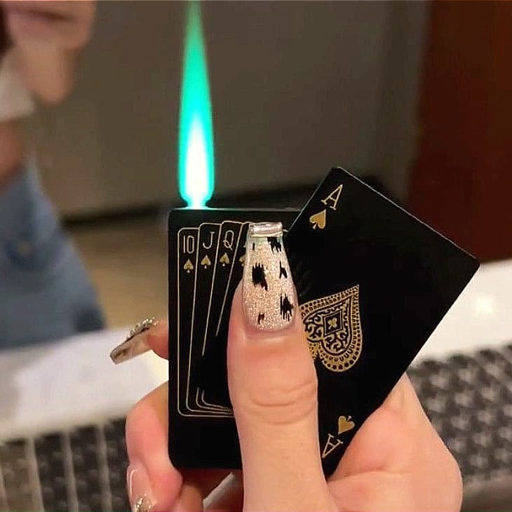 TikTok Viral Creative Novelty Money-Detector Poker Lighter, Metal Refillable Windproof Lighter, Trendy Gift