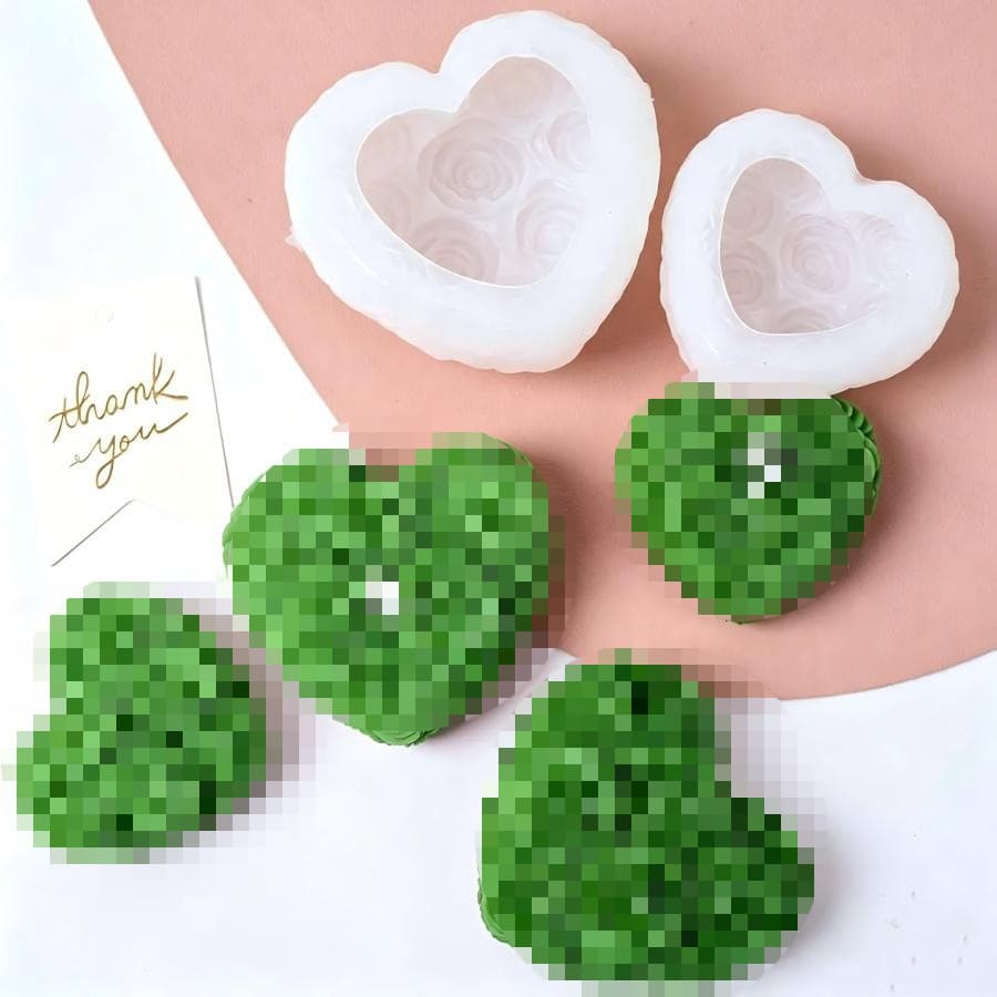 Embossed Love Heart Rose Silicone Candle Mold, Handmade Aromatherapy Candle, Plaster Soap Craft Decoration Mold