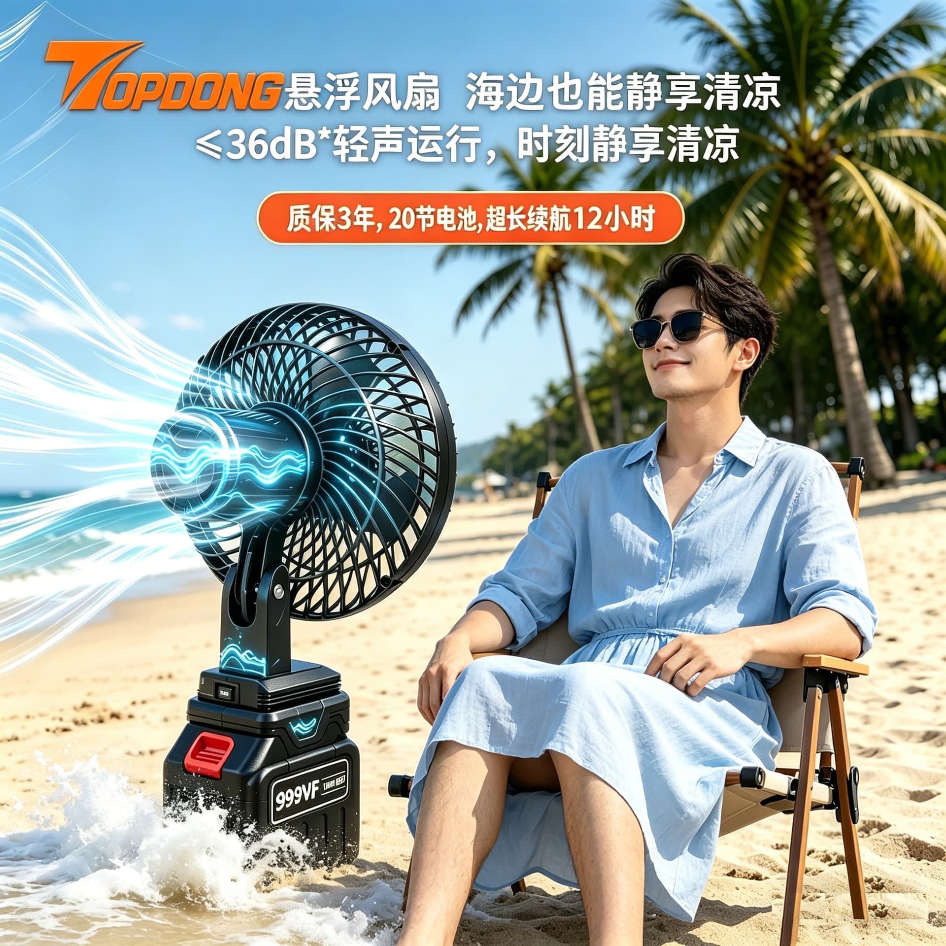 Cross-border lithium fan 8-inch rechargeable high wind outdoor stall portable camping fishing construction site industrial grade