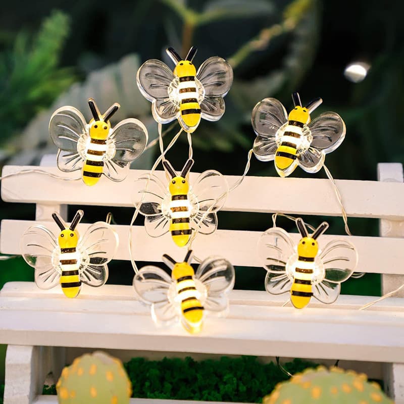 LED Christmas light string new little bee shape copper wire light string outdoor waterproof lantern garden courtyard decorative light