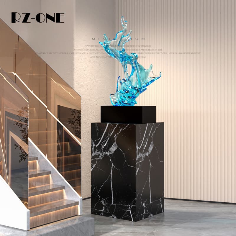 Jiangshisan Luxury High-End Transparent Wave Art Sculpture Modern Entryway Living Room Hotel Large Floor Decoration