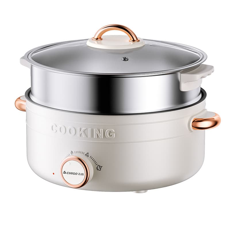 Chigo 4L Electric Cooking Pot Household Electric Frying Pan Non-Stick Large Capacity Multi-Function Electric Hot Pot for Frying, Steaming, and Boiling