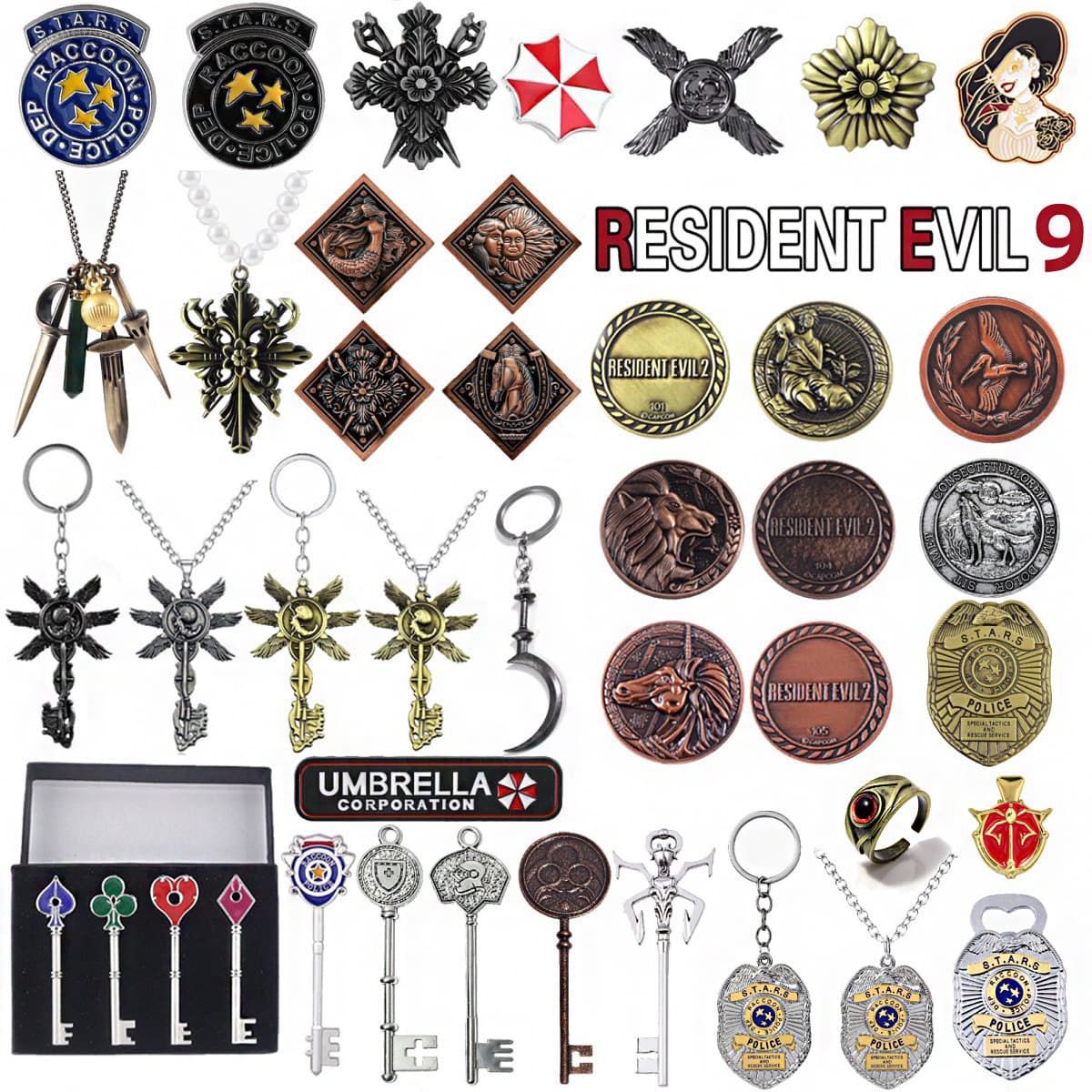 Cross-border New Game Merchandise Resident Evil 9 Raccoon City Detective Badge Enamel Keychain Ornament Craft
