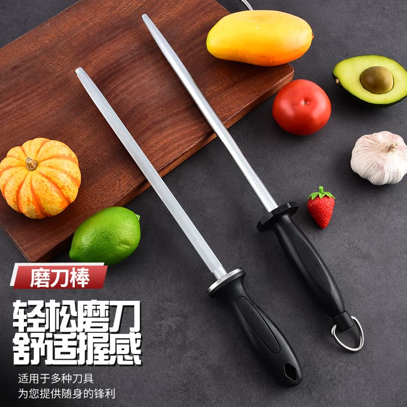Factory Direct Sharpening Rod Premium Ultra-Fine Grit Honing Steel Cross-Border Commercial Butcher Slaughter 12-Inch Sharpening Rod