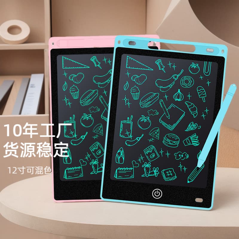 12-Inch LCD Handwriting Board Colorful Doodle Writing Board Children's Drawing Pad Clear Traceable Writing Ideal Personal Gift