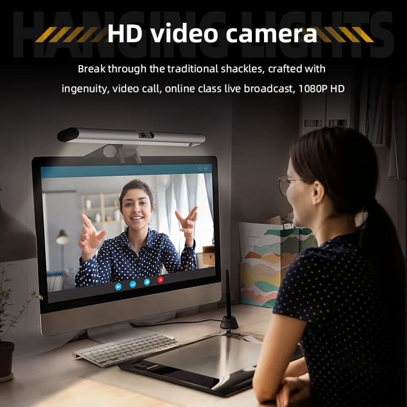 Computer Screen Conference Light LED Monitor Eye Protection Light 1080P Camera Screen Hanging Light S1 Asymmetric