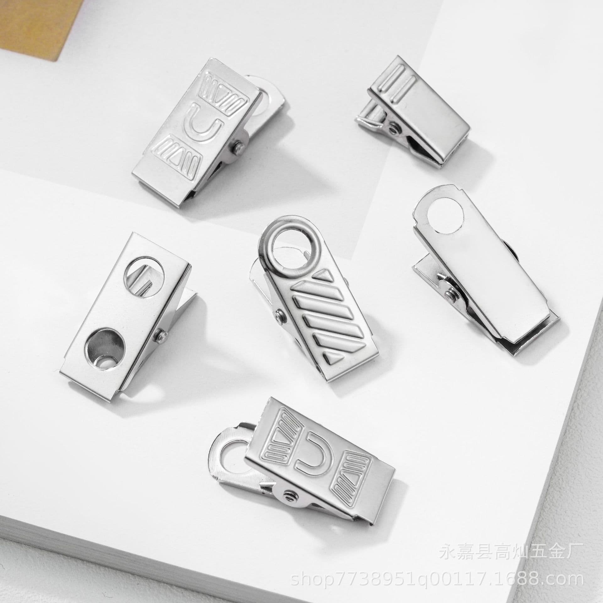 Thick Badge Holder with Square Hole, Metal Clip for Work ID Card