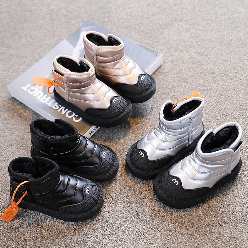 Children's Cotton Shoes 2023 Winter New Style Fashion Versatile Shell-Toe Boys' Ankle Boots Fleece-Lined Thickened Girls' Snow Boots