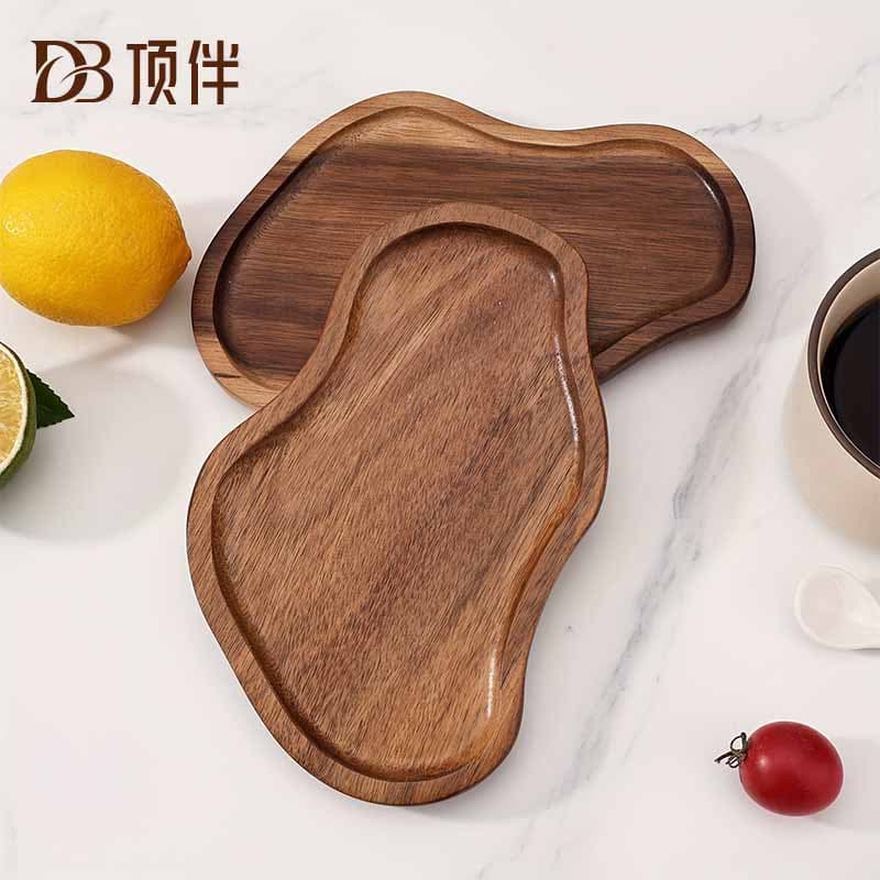 Japanese creative acacia wooden tray irregular wooden tray coffee chassis storage tray retro peanut ornament tray