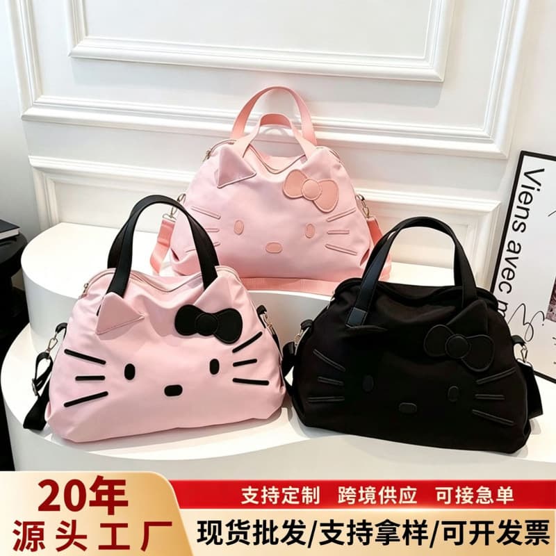 Source Factory Handheld Kt Travel Bag Kt Business Trip Travel Bag Hello Kitty Casual Shoulder Large Capacity Tote Bag for Women
