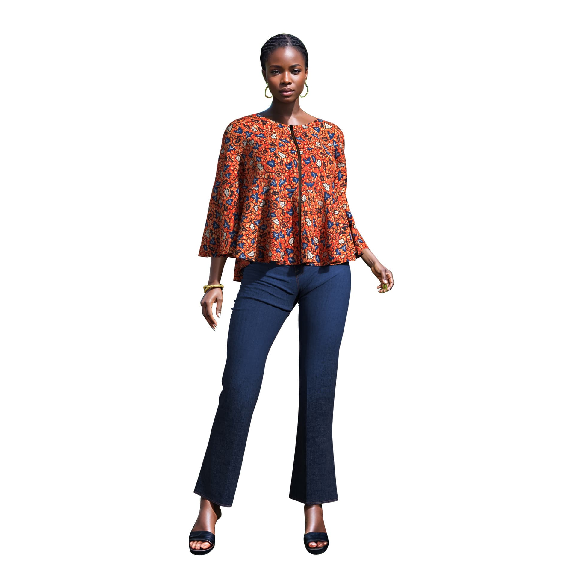 Hot-selling African Ethnic Style Flared Sleeve Top, Loose Fitting Slimming Printed Shirt, Women's Clothing Wholesale, Mixed Order Supported