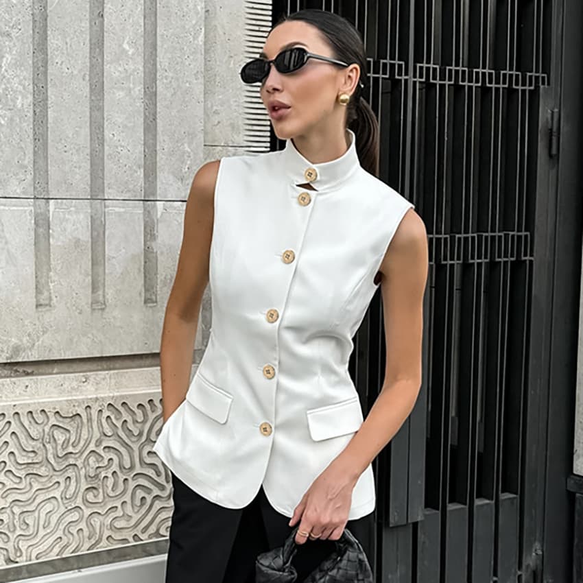 European and American High-End Fashion Sleeveless Blouse 2025 Spring Summer New Cross-Border Chinese-Style Vest Top for Women Commute