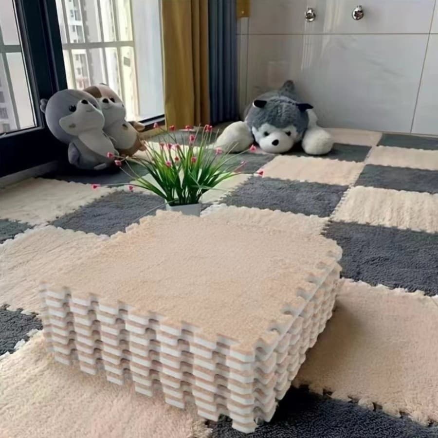 Cross-border bedroom bedside patchwork rug bay window mat, foam pad with an Instagram aesthetic, customizable, detachable, and washable interlocking floor mat for full coverage.
