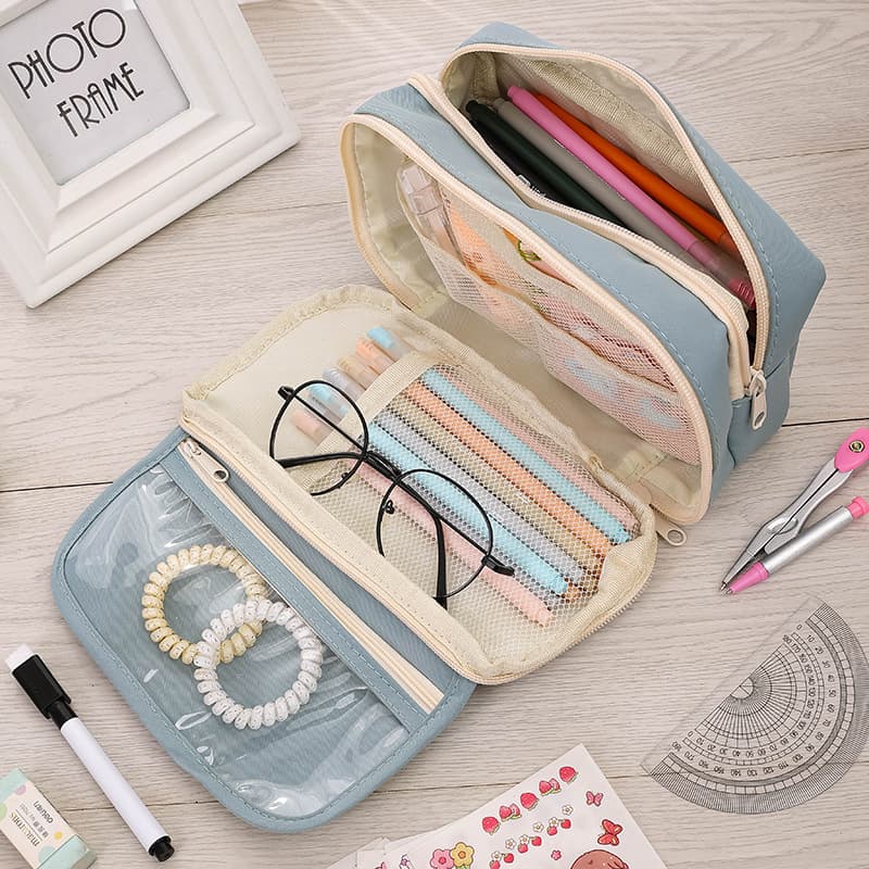 New Transparent Pencil Case Nine-Layer Panda Pencil Case Ins Style High Appearance Pen Bag for Primary and Secondary School Students