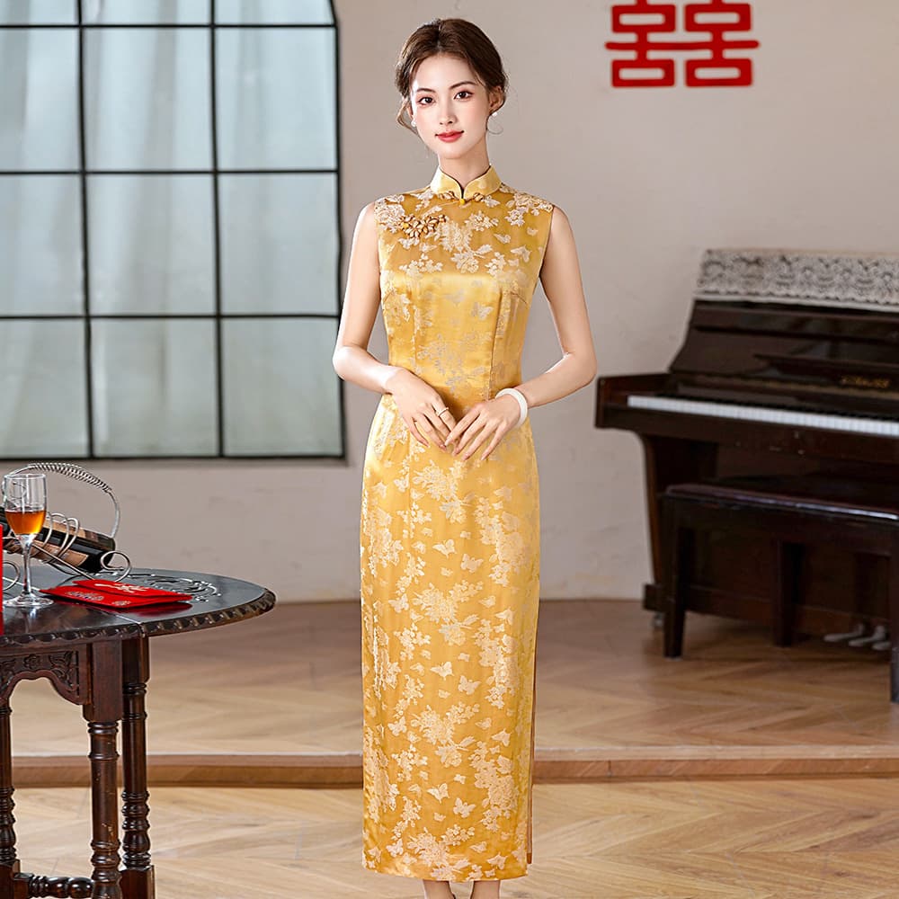 2026 Spring New Jacquard Silk Qipao Chinese Style Mulberry Silk Dress Handmade for Engagement Banquets and Daily Wear