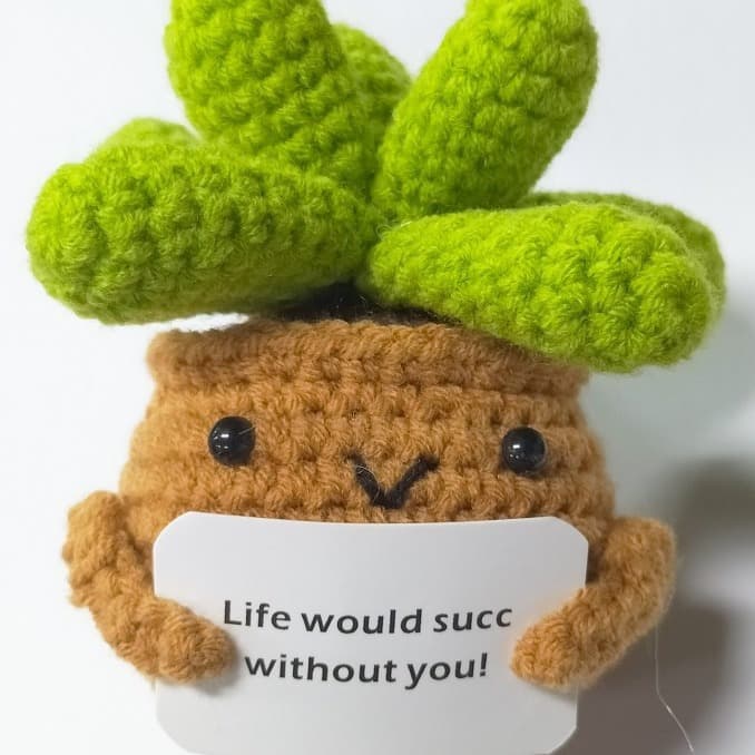 Creative and Funny Desktop Ornaments - Positive Potato Crochet Office Decor and Playful Doll Ornaments