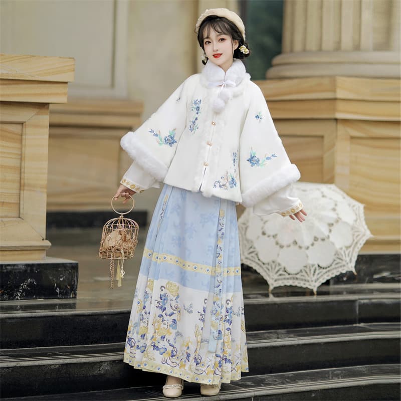 Luozhu Original Ming-style Hanfu Women's 2025 New Autumn/Winter Horse-Face Skirt Set Daily Modified Ethereal Ancient Costume