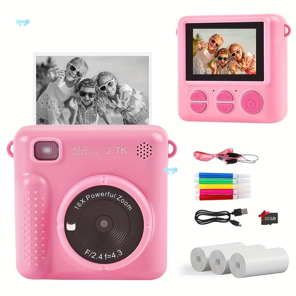 Kids Camera Instant Camera 1080P 2.4 Inch Screen Instant Cross-border