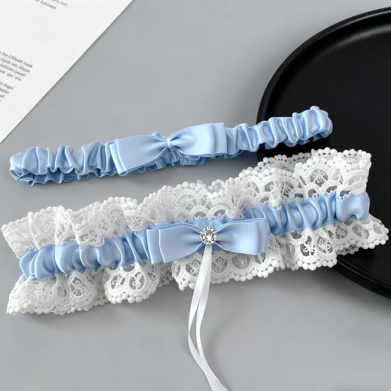 1 set of new European and American style bridal lace stockings with bow, sexy garter belt, wedding thigh ring, wedding dress accessories