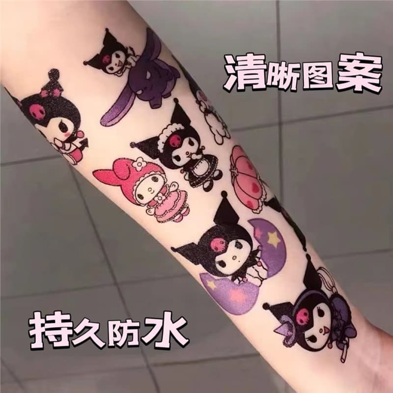 Kuromi Hello Kitty Kids Tattoo Stickers Cute Cartoon Girl Heart Eco-Friendly Waterproof Long-Lasting Temporary Tattoos