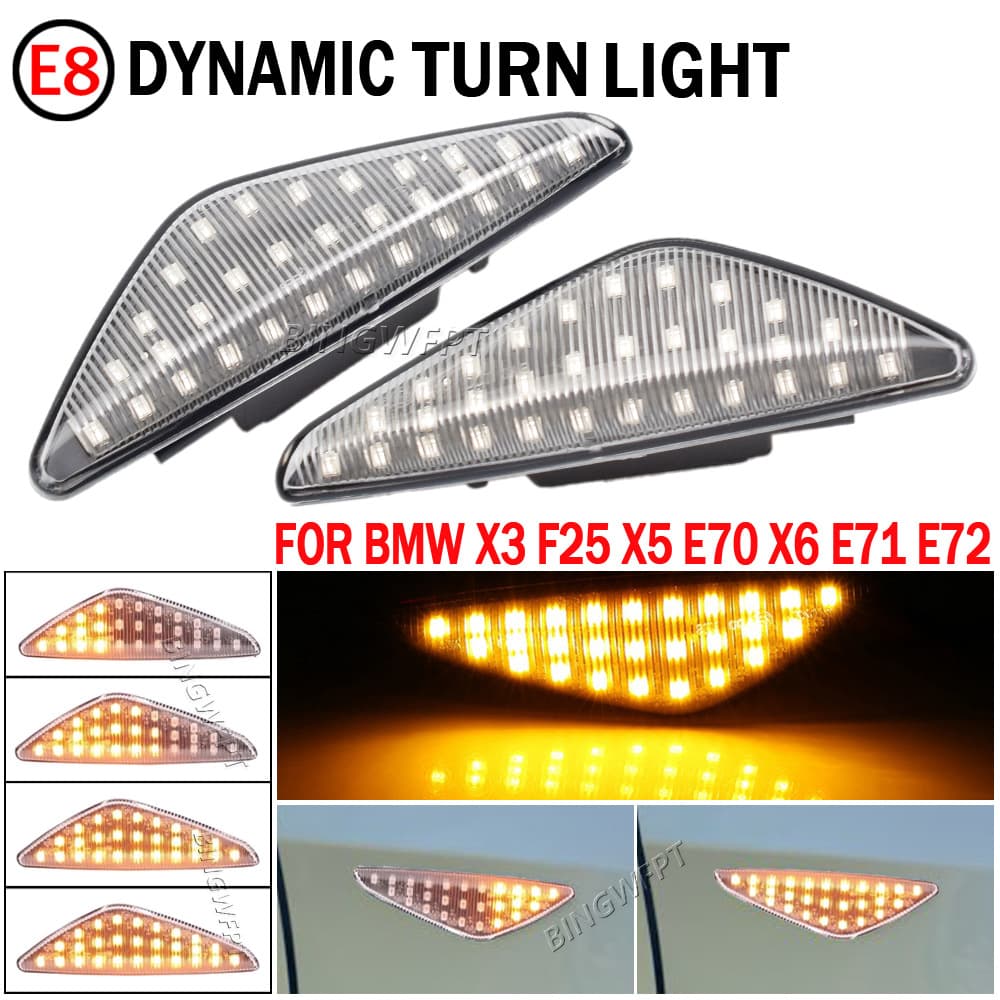 Smoked Dynamic Side Marker Light for BMW LED Fender Light BMW X5/X6/X3/E70/F25/E72