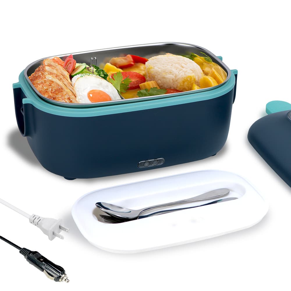 80W One-Piece Drop Shipping 5-in-1 Rapid Heating Bento Box Home & Car Dual-Use Double Lid Electric Lunch Box Cross-border Supply
