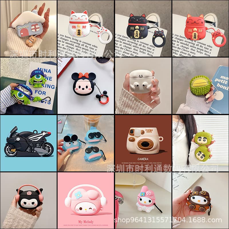 Cartoon Silicone Wireless Bluetooth Earbuds Case for AirPods 3, Compatible with Apple Pro 2, Cute Soft Cover