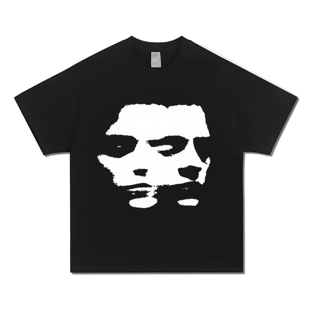 American 100% Cotton Versatile Streetwear Face Digital Print Niche Short Sleeve T-Shirt Unisex Retro Hip-Hop