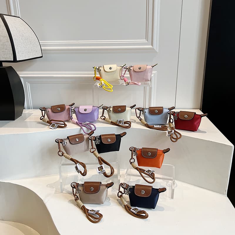 Cross-border Mini Dumpling Bag Nylon Coin Purse Longchamp Mini Bag Creative Color-block Lipstick Organizer Personalized Earphone Pouch