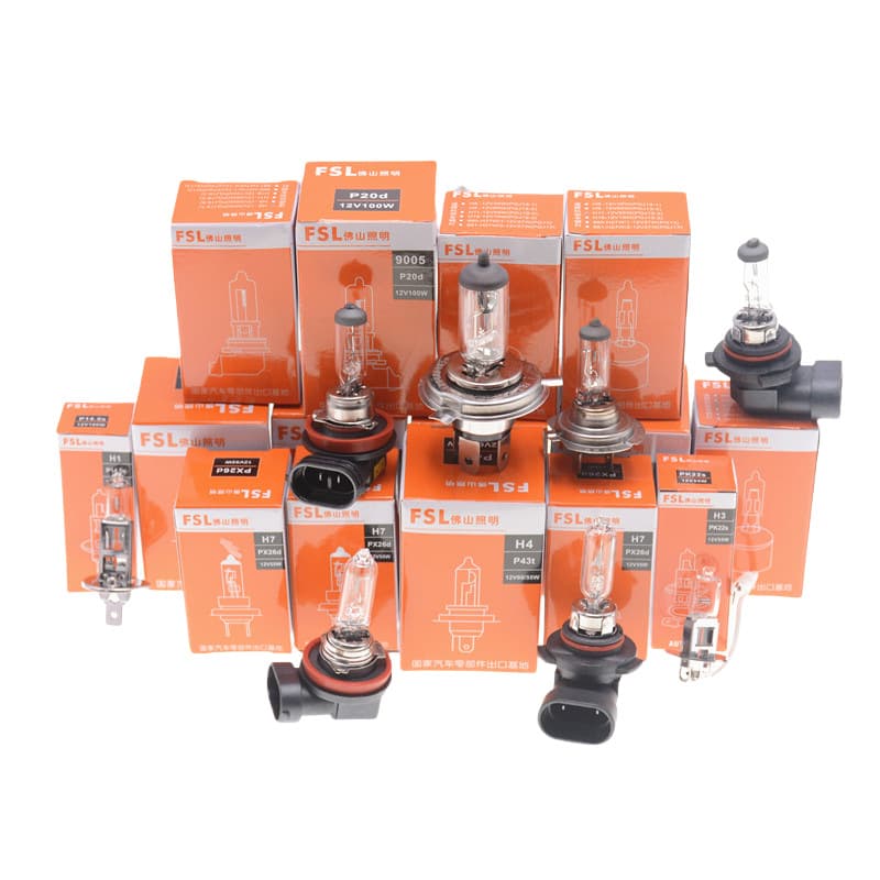FSL Car Bulb Halogen H1 H3 H4 H7 H11 HB3 12V 24V High/Low Beam Headlight Fog Light