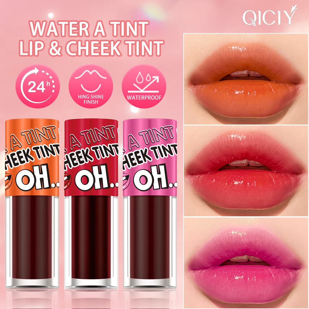 Cross-border exclusive supply of QICIY+3 color set colored gel moisturizing lip plumping liquid lip care oil lip glaze