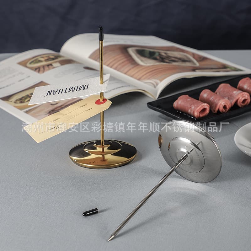 Stainless steel bill holder menu receipt kitchen ticket voucher fork needle cash register paper strip clip ticket pin base office