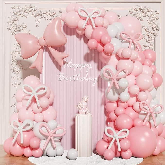 Cross-border Premium Macaron Pink Butterfly Bow Balloon Wreath Arch Set Wedding Bride Engagement Bachelorette Party Balloon